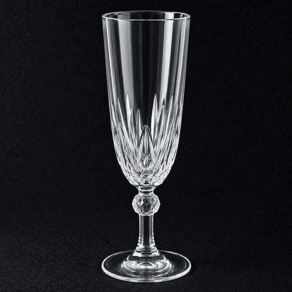 2 Royal Crystal Rock Linea Gala Champagne Flutes Lead Crystal Italy 7.75in